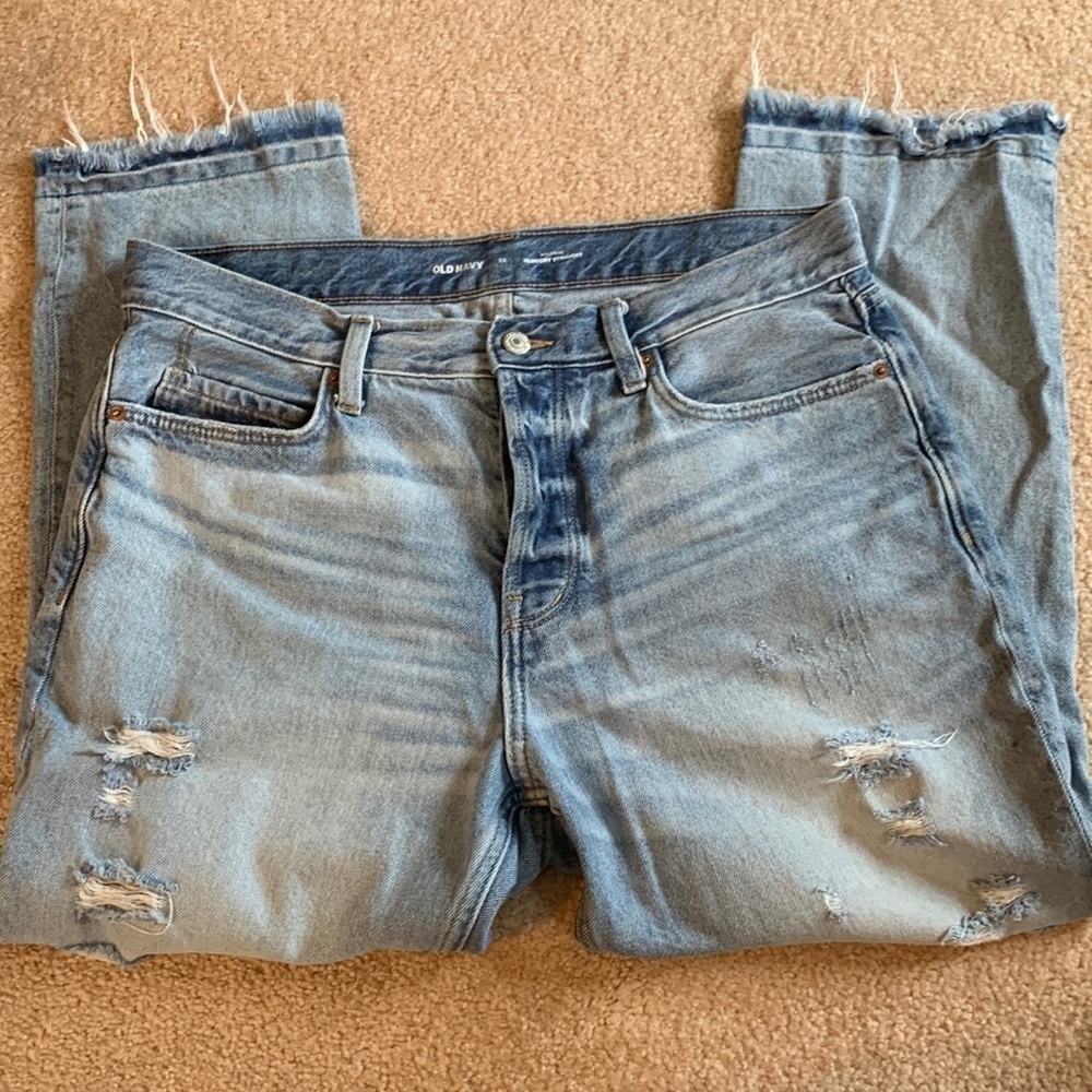 Old Navy Slouchy Straight Destructed High Rise Size 12 NWOT